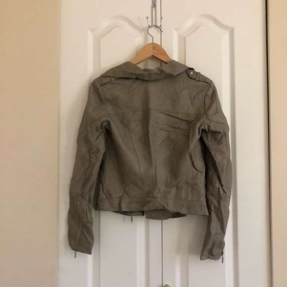 Taupe Leather Jacket - Picture 3 of 5